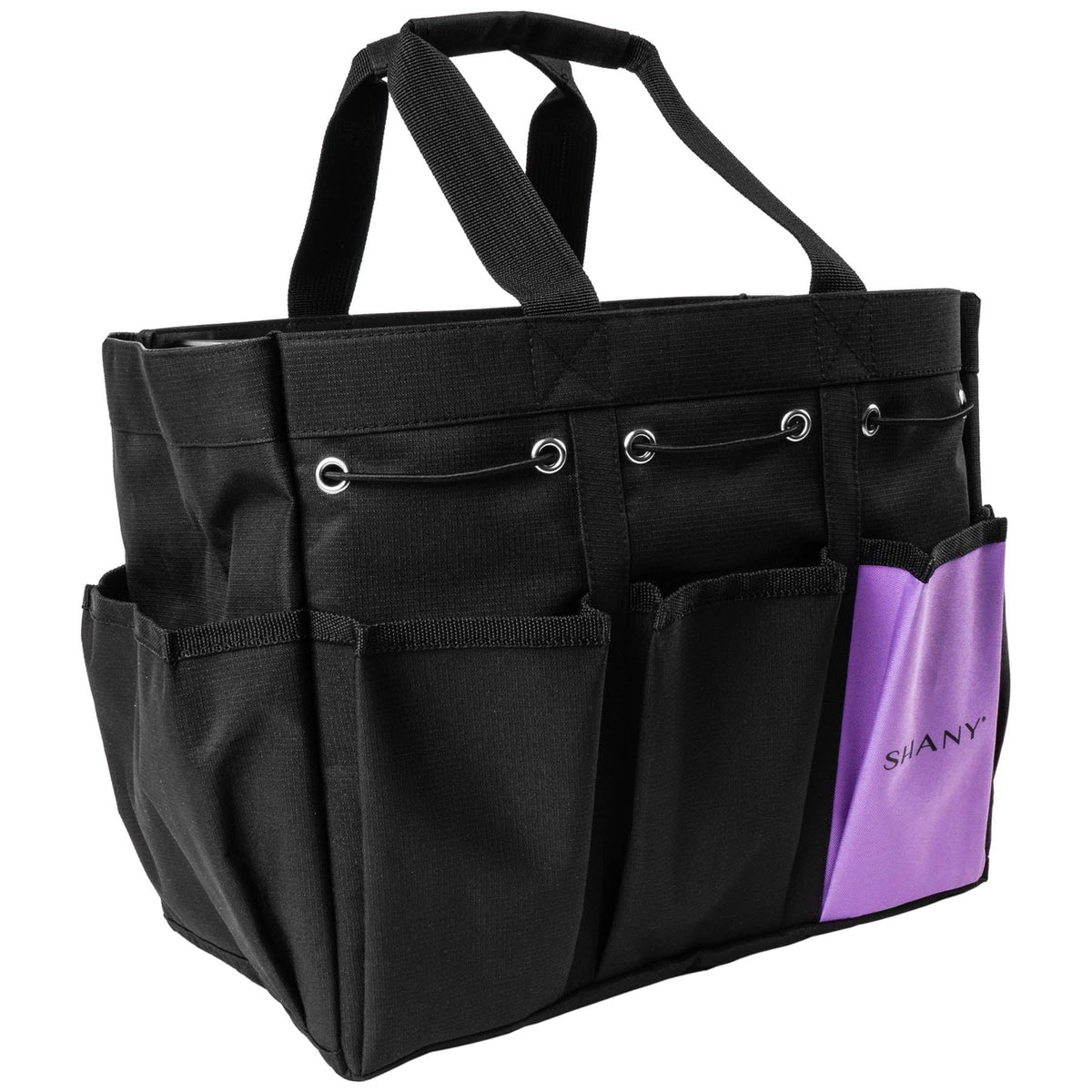 8 with Organizer Pockets Large External Bag â Black SHANY Handbag Beauty Canvas and Travel Tote and Handles Makeup â Two-Tone 2