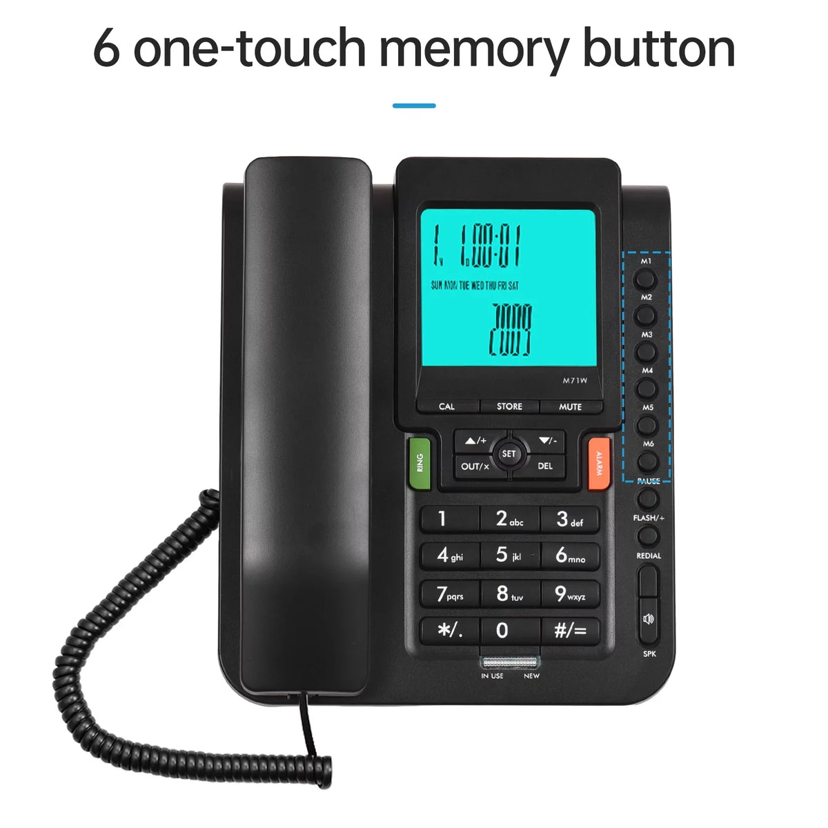 Dial and with Speed Hotel Hands for Landline Black Business Free, Redial, Bisofice Phone