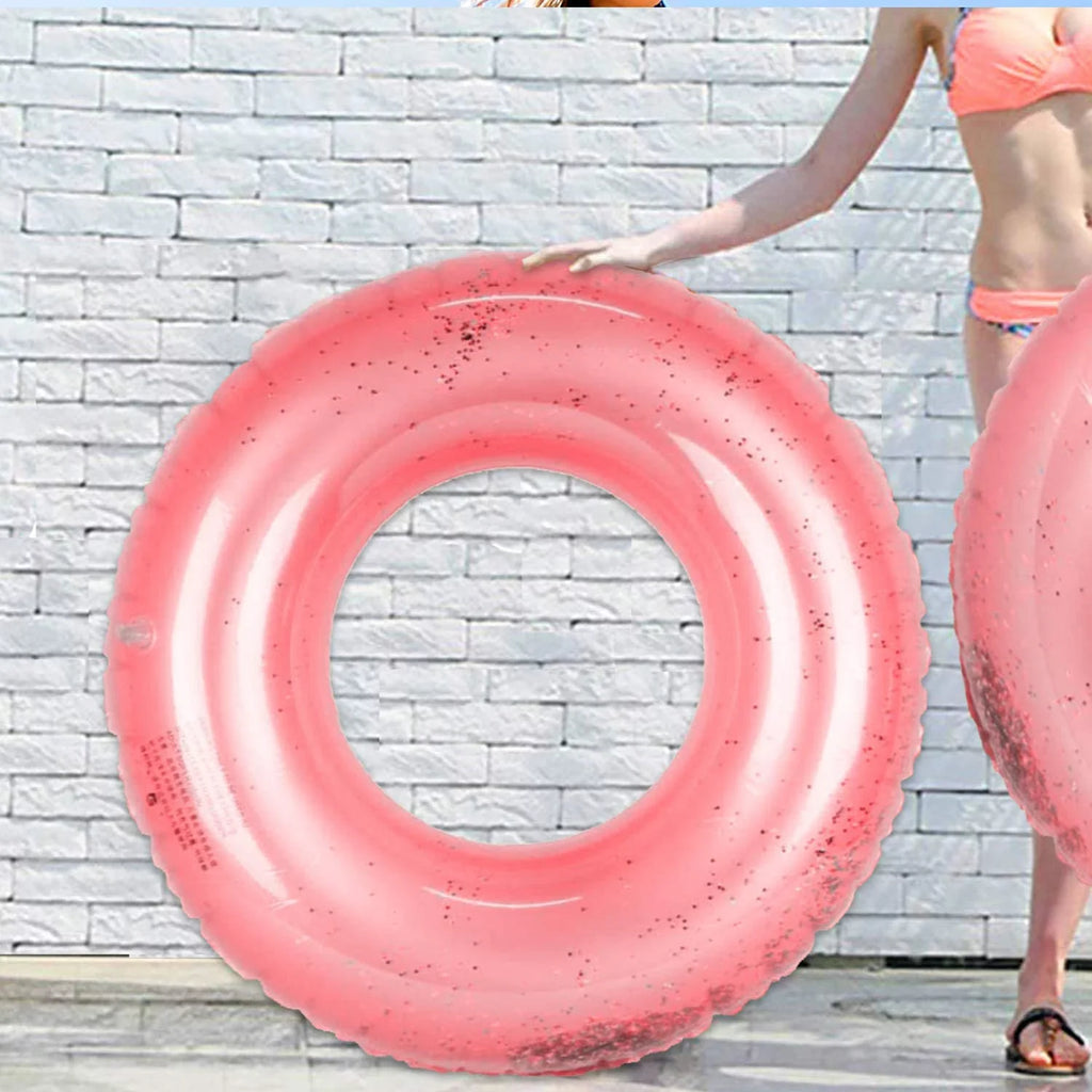 Adults Fun Pool Inflatable Floaties, Toys, 48 Round Inside, Glitter Rose Summer Pool Float Kids Inch Rings Gold Alyvia Swim with | Party for Beach &