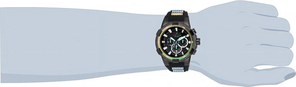 Iridescent Watch & 23691 Black Chronograph Finish Invicta Men's 51mm Aviator