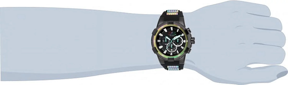 Iridescent Watch & 23691 Black Chronograph Finish Invicta Men's 51mm Aviator