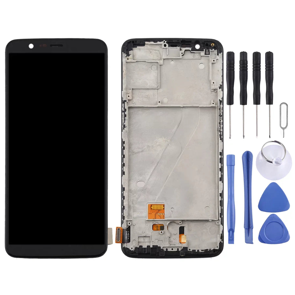 Screen Digitizer LCD with For TFT A5010 Frame Parts Repair Cellphone (Black) Material 5T OnePlus and Assembly Full