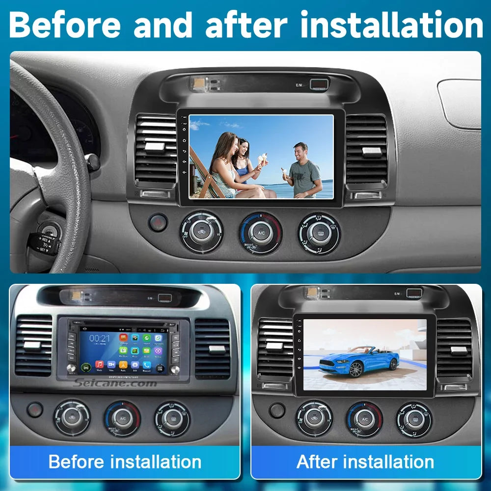 Car Wireless Bluetooth Carplay Auto Android 2+64G Stereo Podofo AHD Android 13 FM Camry WIFI Hifi, Radio Camera Toyota Touch GPS Backup Link 2000-2003 9'' for Screen Mirror
