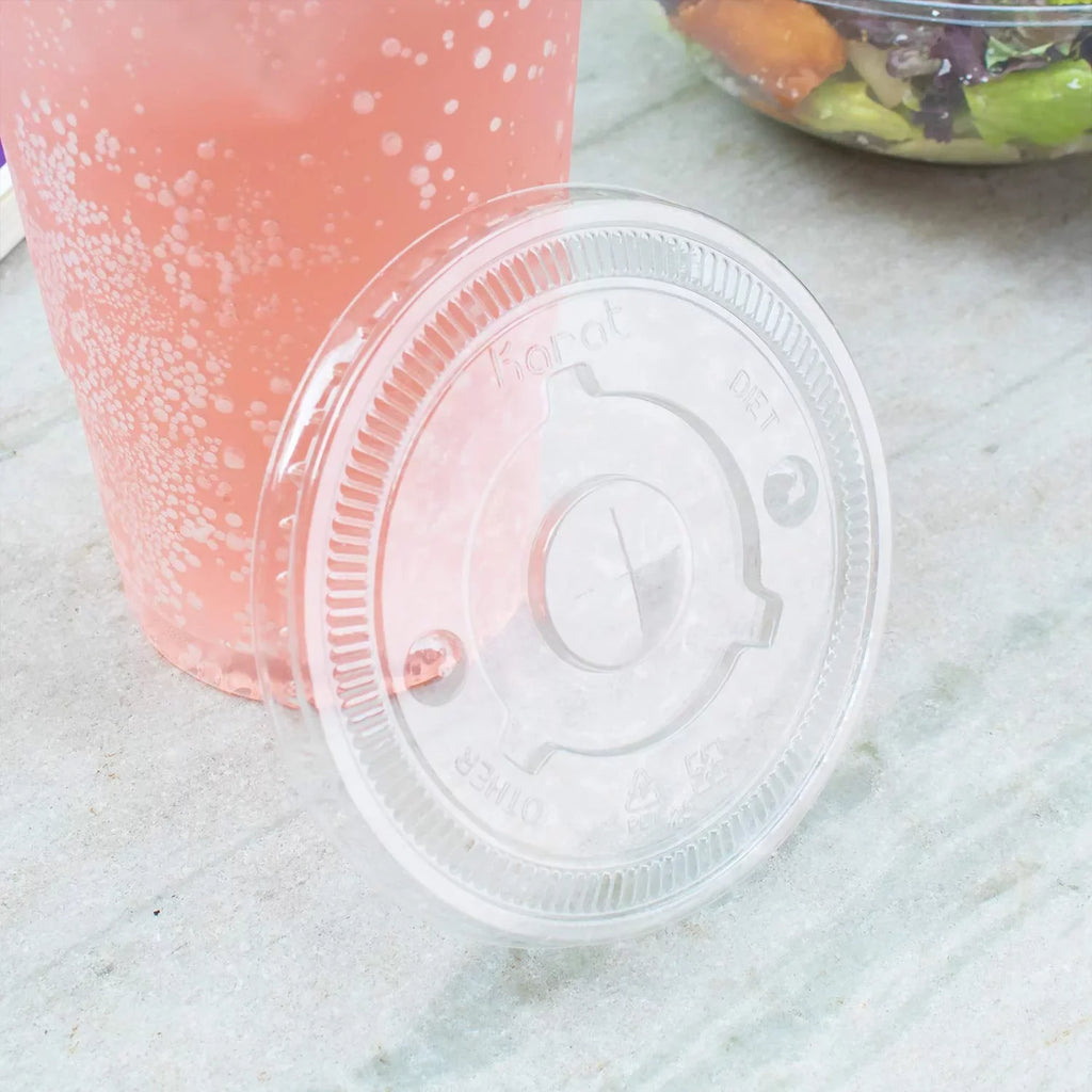 Cold Count for Slot Lids 600 PET Karat 32 104.5mm & Straw w/ C-KCL1045 Cups, Poly oz Paper Flat