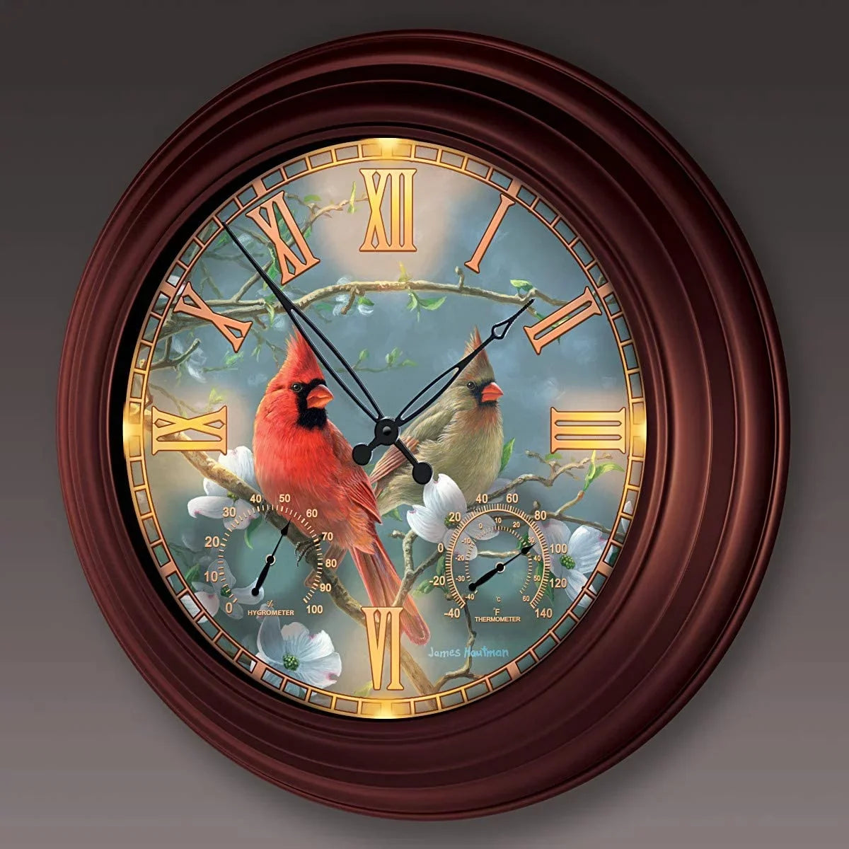 Illuminated Hautman Atomic by Wall Clock The Bradford Nature's Masterpiece James Cardinal-Themed Exchange