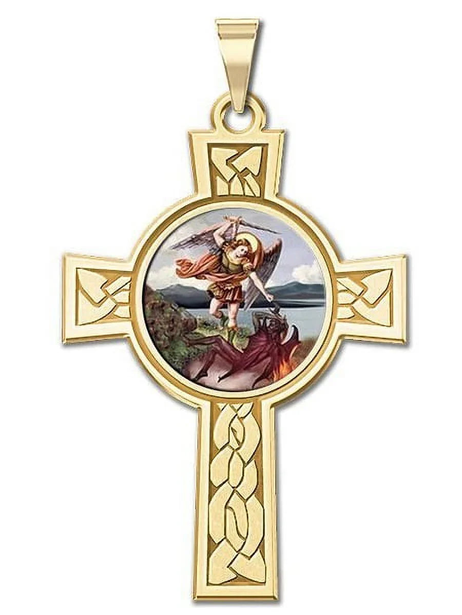 14K Gold - inch Color Solid Michael 3/4 x Medal Yellow Religious 1-1/4 - Saint Picturesongold.Com About inch