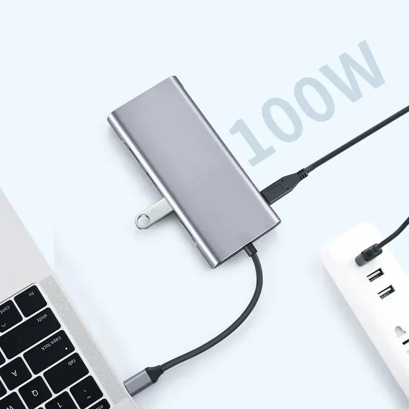 Pro,Air HDMI, USB Ports 4K Multi-Port PD100W 3.5mm Kidsol Station Docking 11-in-1 Gigabit A*4, VGA,Type-C Lenovo Laptop Dell MacBook LAN,SD,MicroSD,Compatible C HP with with Power,USB