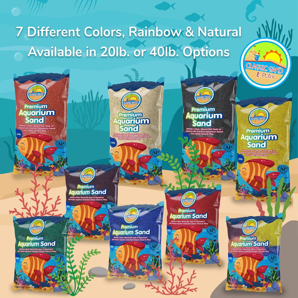 SAND PLAY lb. Sand Tanks, Natural Aquarium and CLASSIC Orange Freshwater for Saltwater 40 &