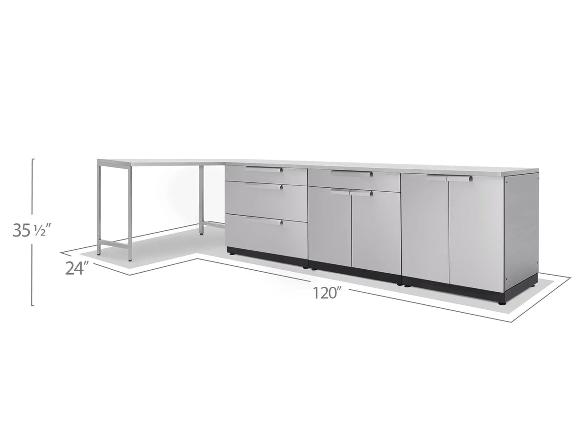 with Cabinet Kitchen Stainless Set Countertops in 5 Steel Piece Outdoor