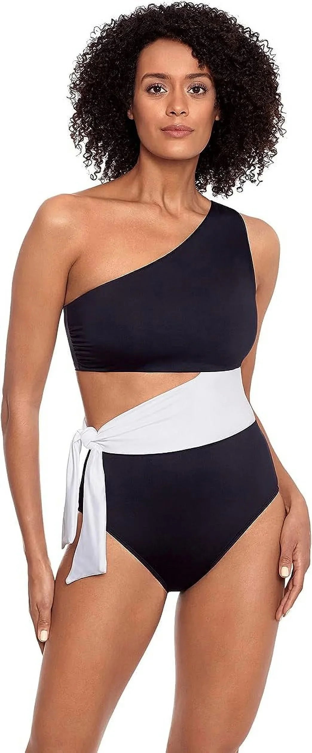 14 One-Piece Lauren US BLACK One-Shoulder Ralph Swimsuit, Cutout