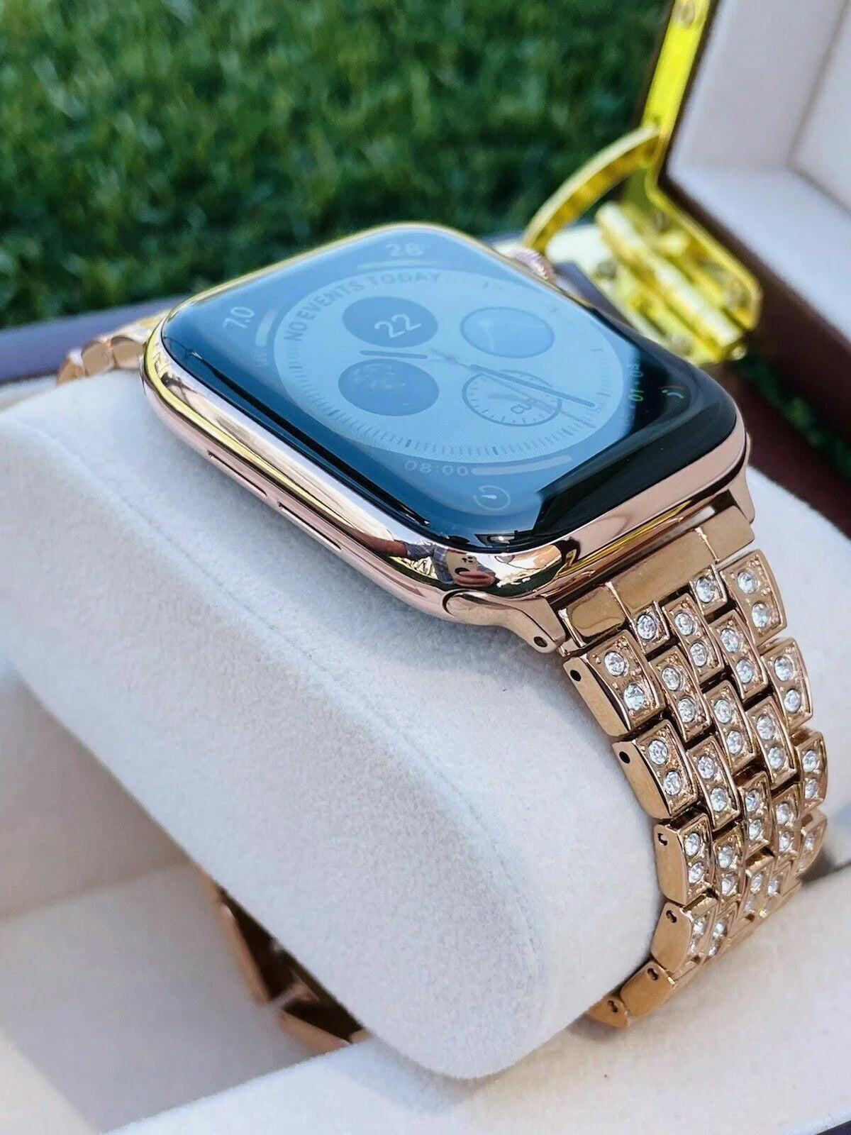 24K 7 Stainless 45MM Gold iWatch Steel Band Gold SERIES Rose Custom Rose