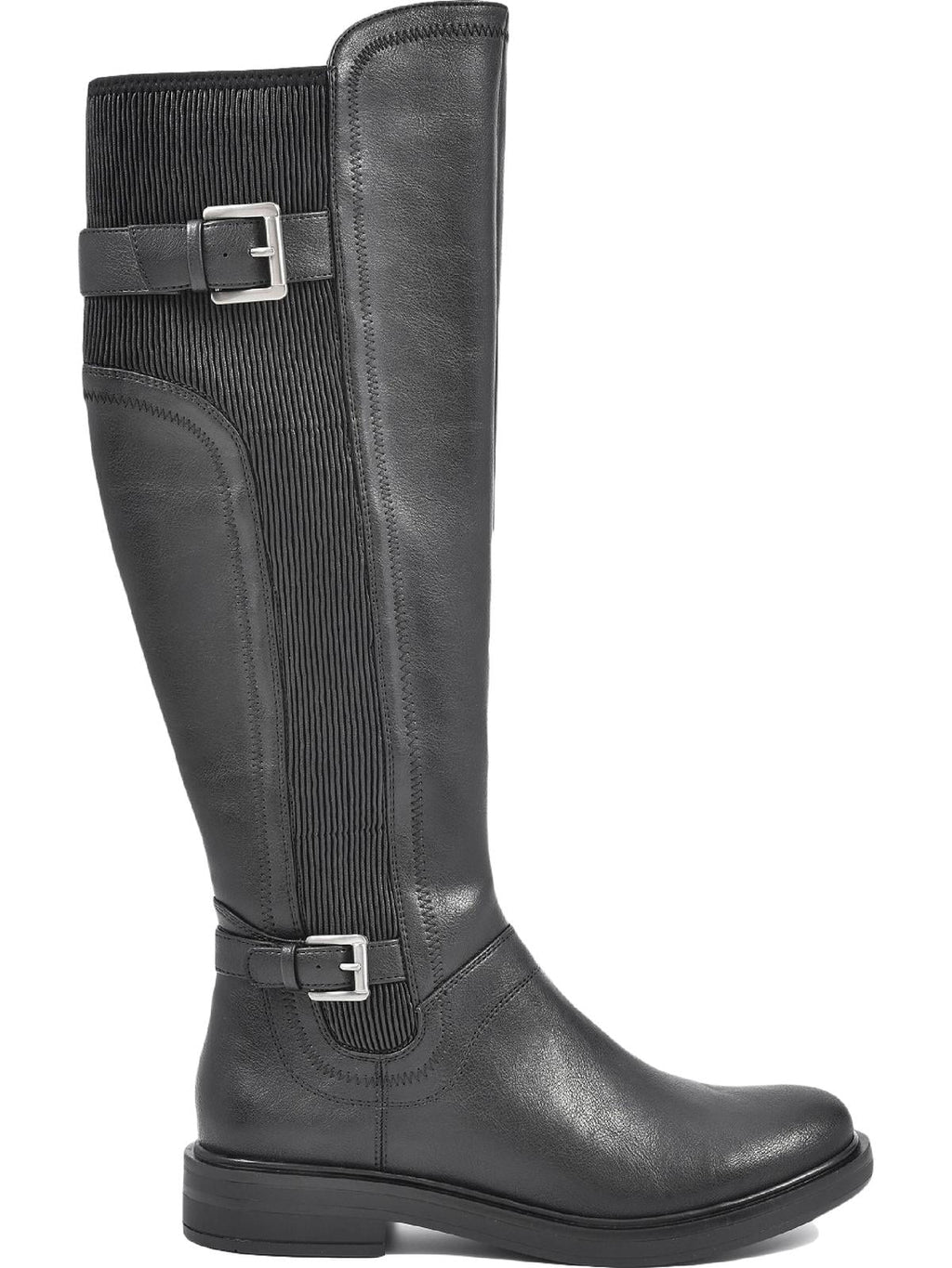 MEDITATE White Knee-High Faux Leather Block Boots Heel Mountain Womens