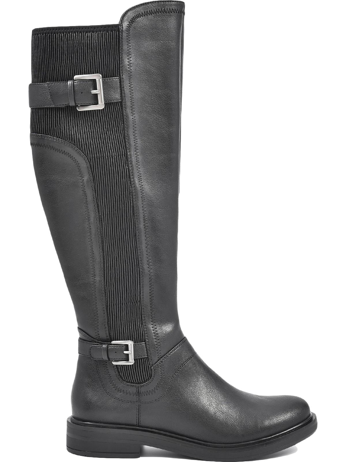 MEDITATE White Knee-High Faux Leather Block Boots Heel Mountain Womens