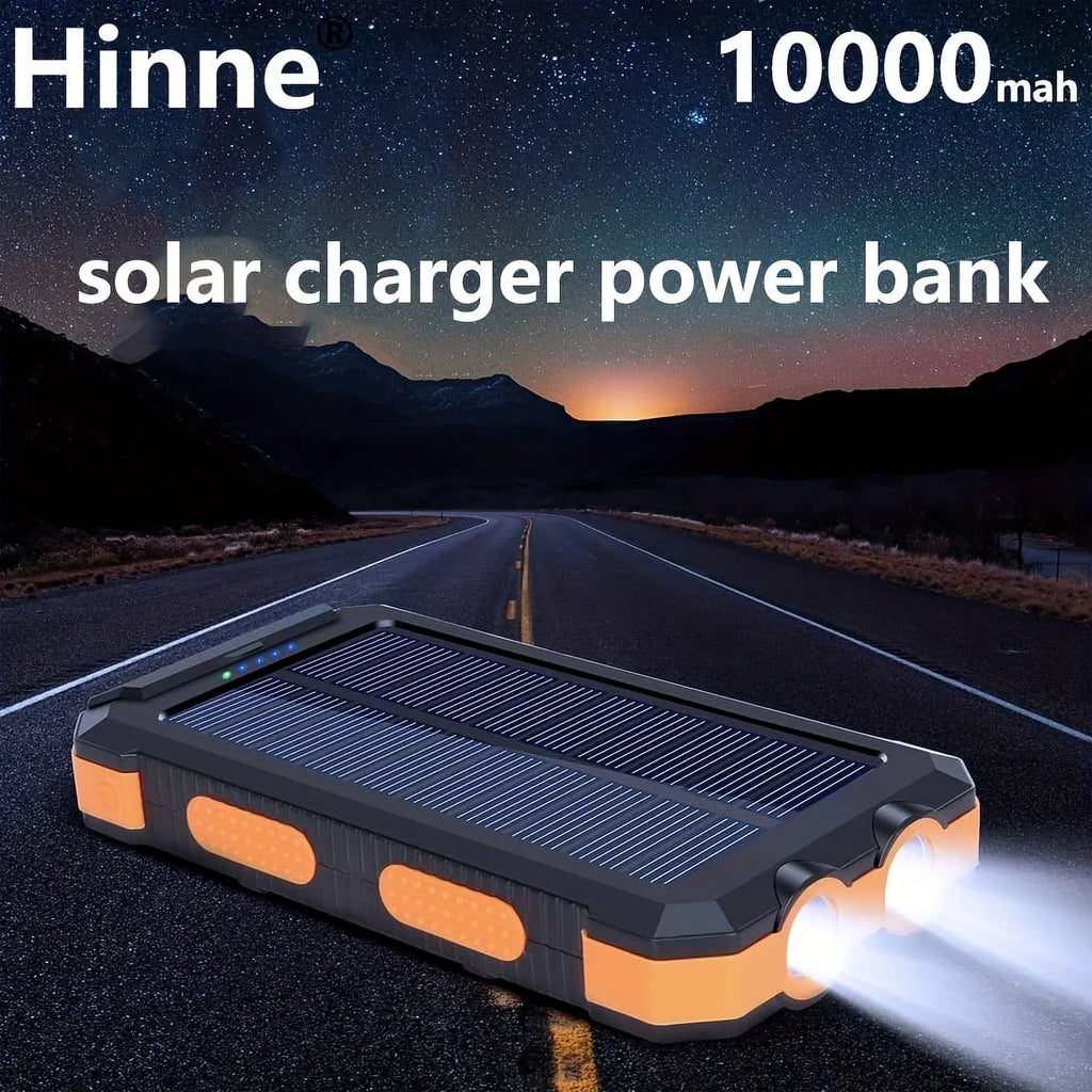 Hook Bank Compass Mobile 10000mah Solar Built-in Charging Panel Portable And Power Power Solar Waterproof With Mobile Charger