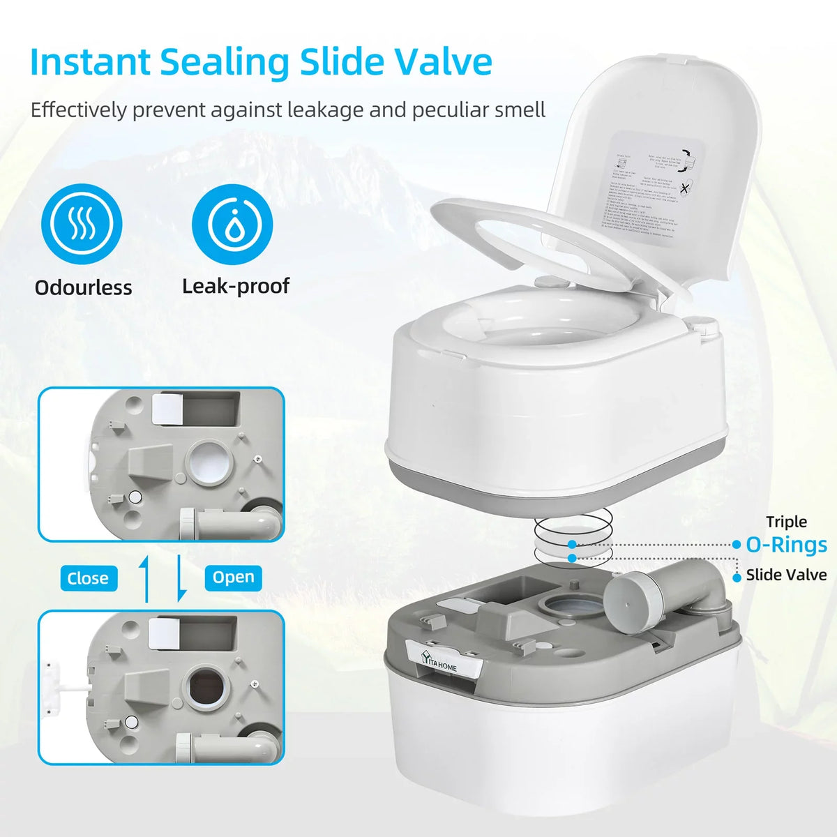 DWVO with Camping Spout Rotating RV 6.34 Portable Toilet Outdoor Level Potty RV Gallon Toilet, Porta Indicator, ,