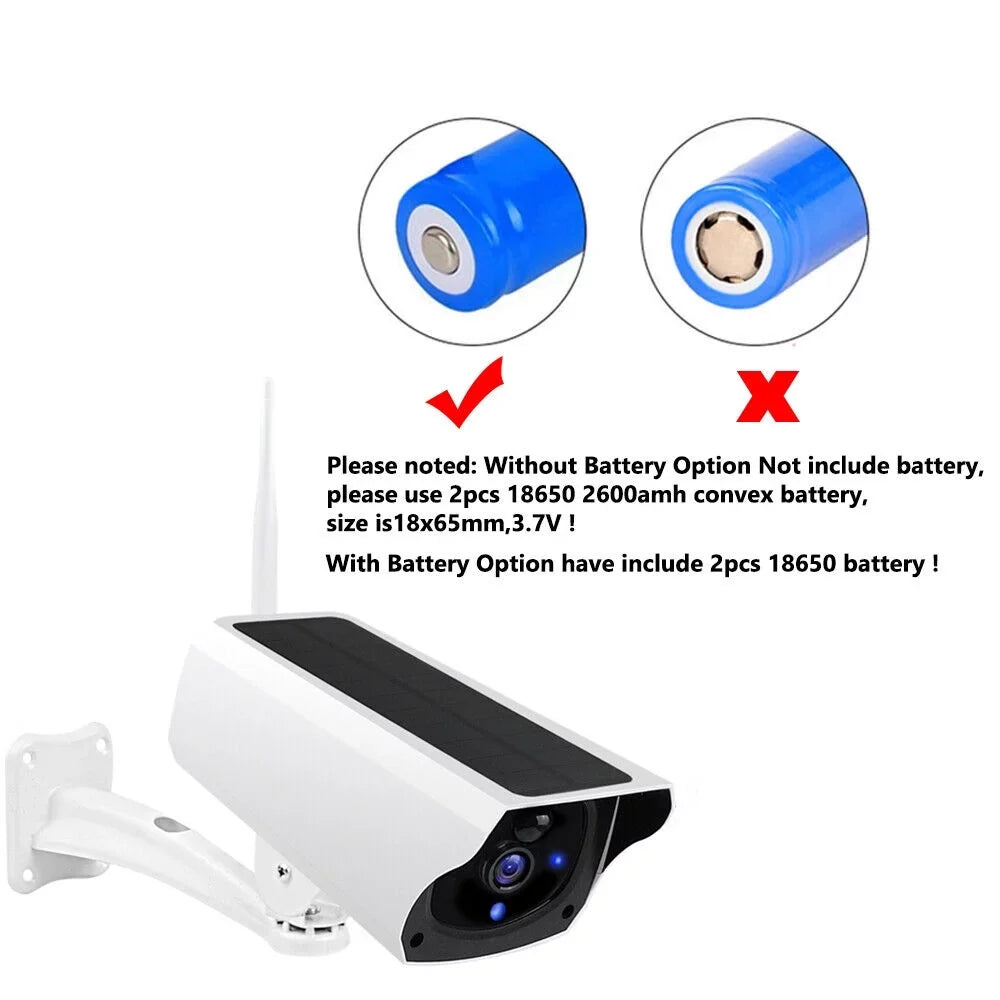 WiFi Surveillance Camera, Solar Battery Cameras, IP Waterproof, Powered Camera Energy 1080P Security Detection, Powered, Motion Wireless Rechargeable Video Outdoor