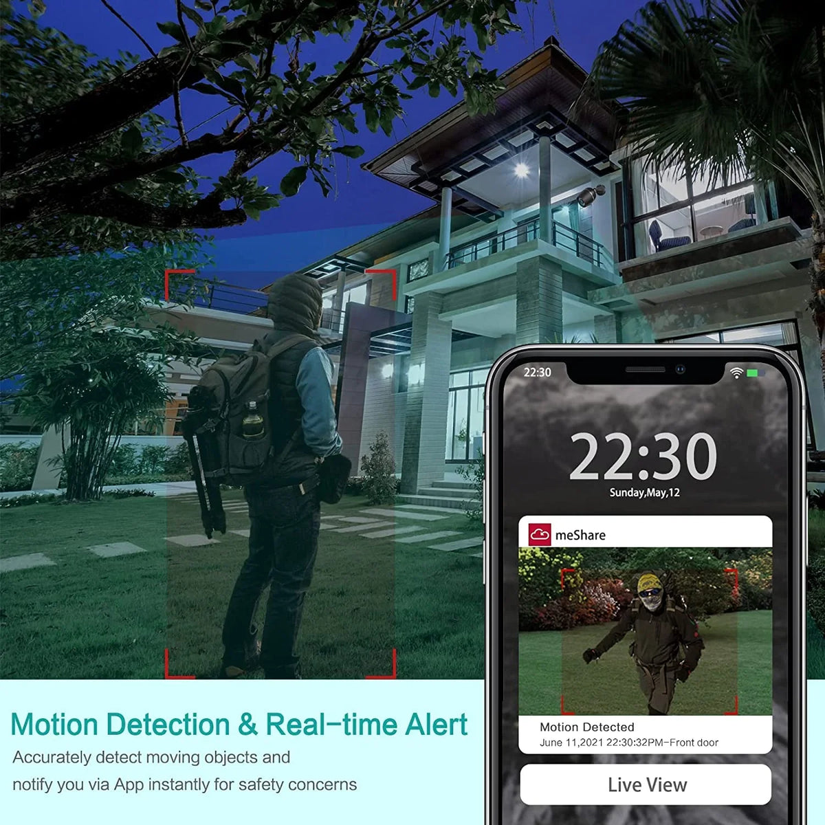 Cameras, Two-Way Bullet Full for Detection with Cloud, Card Alexa Audio, Case WiFi Cameras Camera Waterproof 2 Security Pack Security 1080P Metal Home SD Outdoor Compatible Motion Alert,