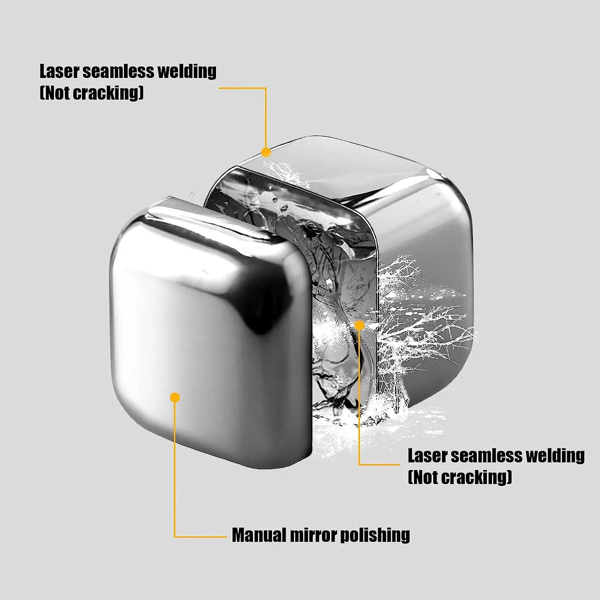 Men Metal Wine Cooling Pieces,Color:Square) Women(Size:8 Rocks Reusable Gin Whisky Stones Party Whisky Stainless Ice for Steel Chilling Tonic Scotch Drinks Cube