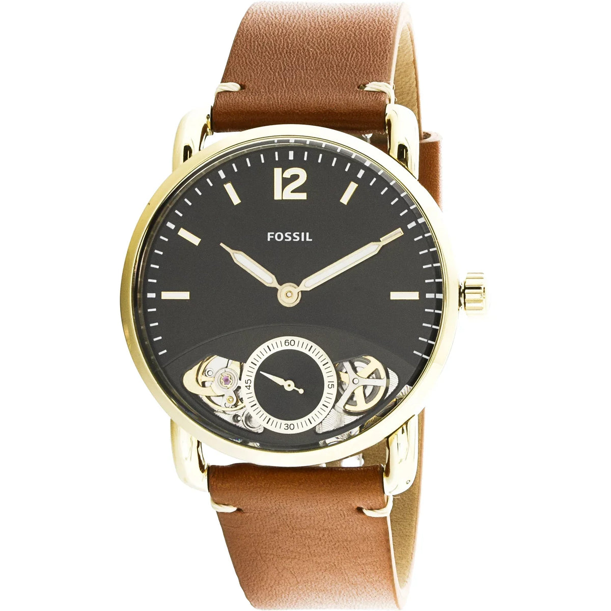 Japanese Fashion Leather Men's Fossil Quartz Commuter Twist The Watch ME1166 Gold