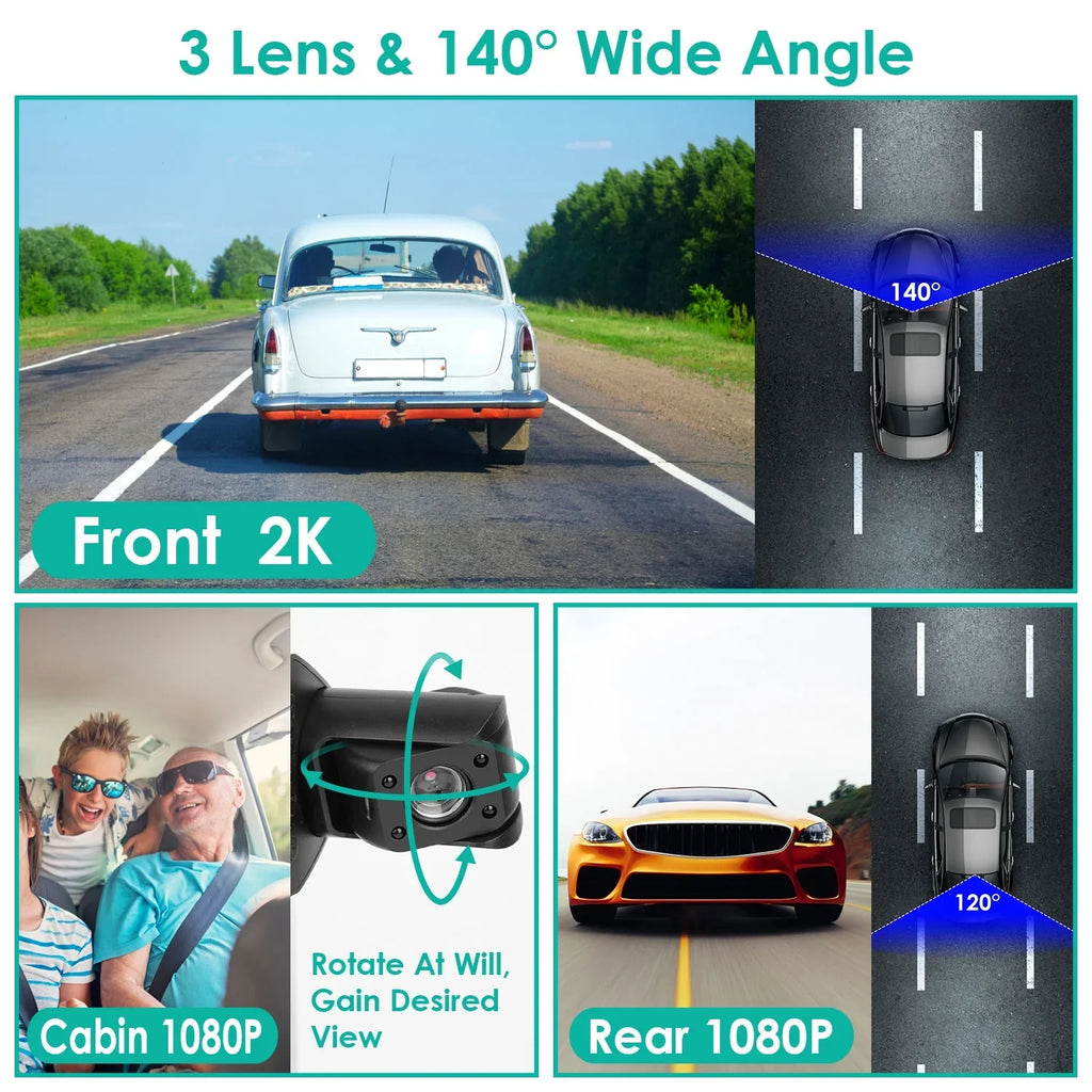 Recorder Parking Cam Angle WiFi iMounTEK Dash 140° Loop 2K Vision Night Camera Camcorder, GPS Car G-sensor Monitor with Recording