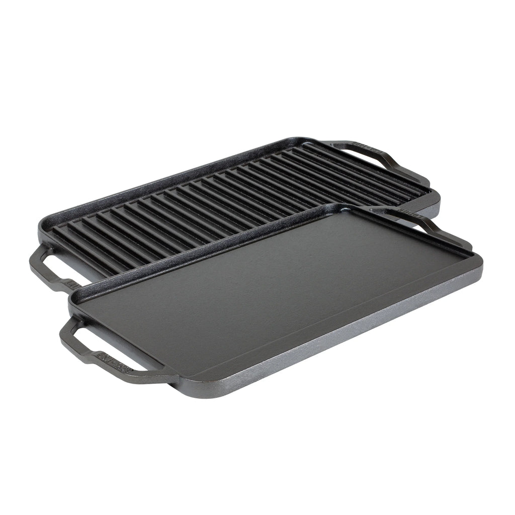 with Skillet & Handles Reversible Iron - Collection Cast Iron Grill Griddle Oven, Flat Stovetop, for - Fire Cast Burner Grill/Griddle Open Lodge Double Cast Chef or Grill, Iron