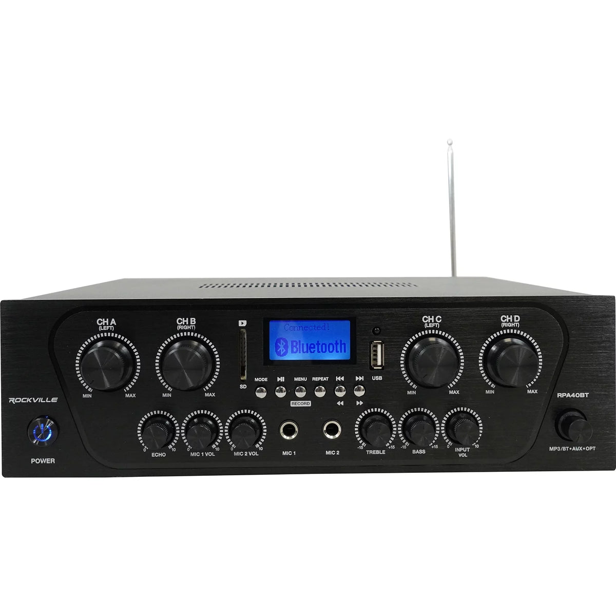 White 4-Room Wall Rockville Speakers Audio Home RPA40BT Receiver+(8) Cube Kit