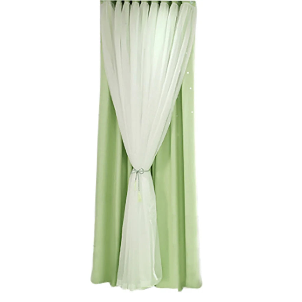 Valance Treatment Window Tulle Double-deckLight Sheer tulle Sky Voile Drape Curtain Starry curtains linen