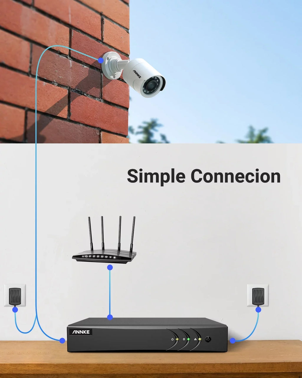 with DVR 8CH Email Night System Detection, Hard Cameras, with Alert H.265+ Vision, (4) Wired ANNKE 100ft 1 Surveillance Lite Security Weatherproof Drive and 5MP 1080p Human/Vehicle Camera AI TB 5-in-1