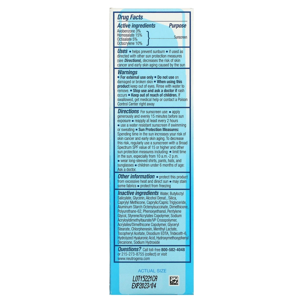Sunscreen, of 50, SPF With 3 fl Moisturizer Hydro Acid oz Boost Fragrance-Free, Neutrogena, Hyaluronic Pack 1.7