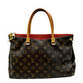 MM VUITTON Bag Canvas Brown Pre-owned Pallas Shoulder LOUIS Monogram