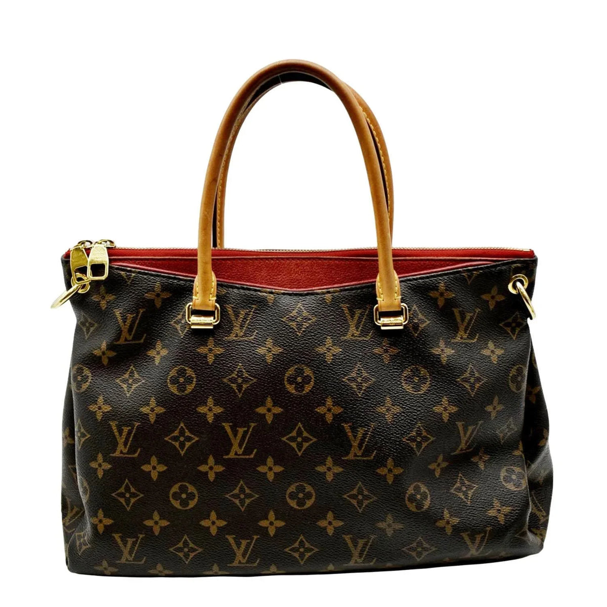 MM VUITTON Bag Canvas Brown Pre-owned Pallas Shoulder LOUIS Monogram