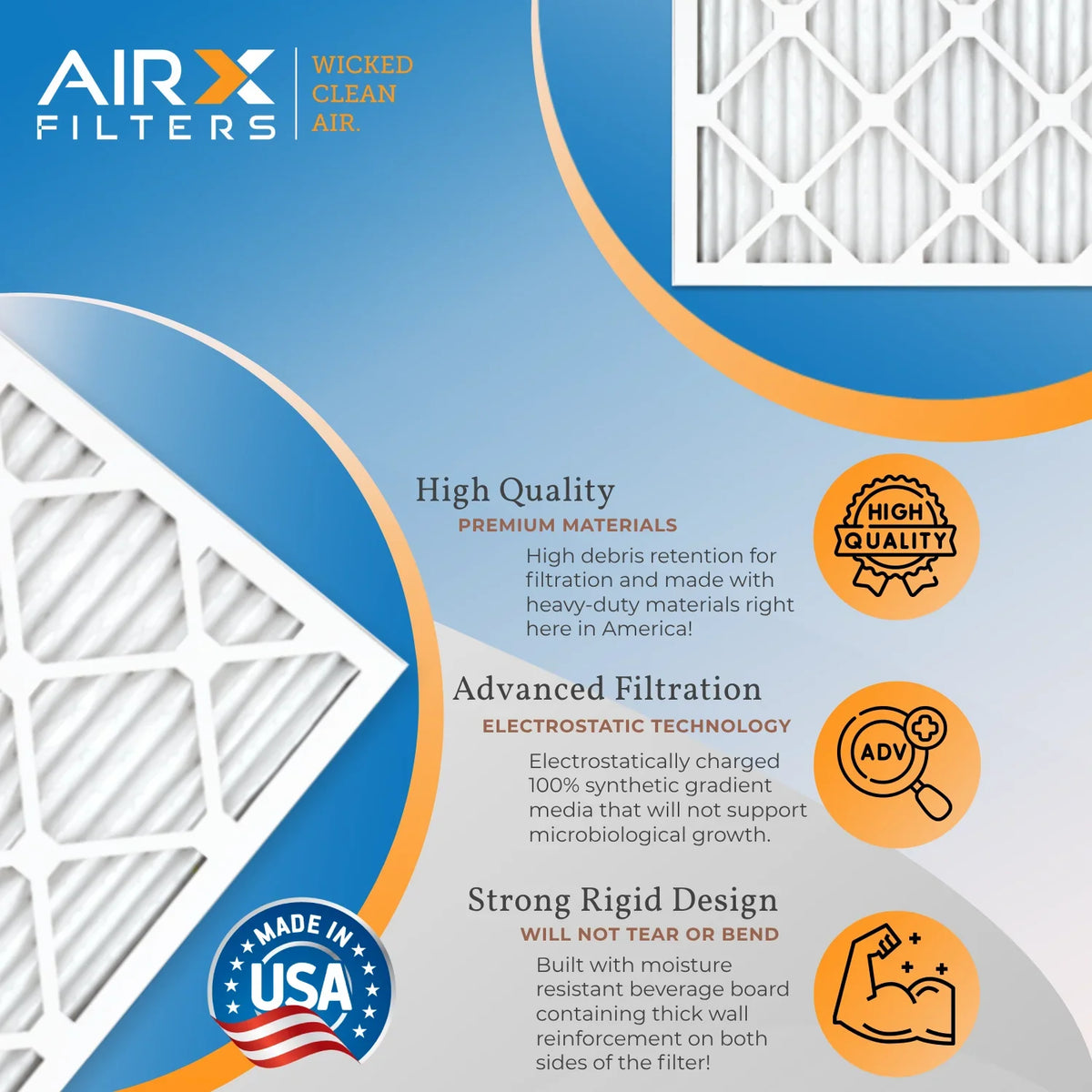 USA 14x25x1 FPR WICKED 12 Pack Filter AIR. MERV 11 & 7 by of Filters MPR AIRX 1000, MPR to Air FILTERS Comparable Furnace CLEAN Rating, - 1200 Made in