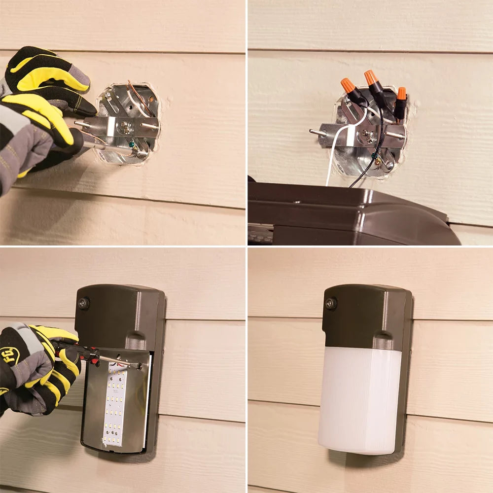 Outdoor Pack Wall Integrated Photocell LED with to Dusk Sensor HALO Dawn Bronze Outdoor Light