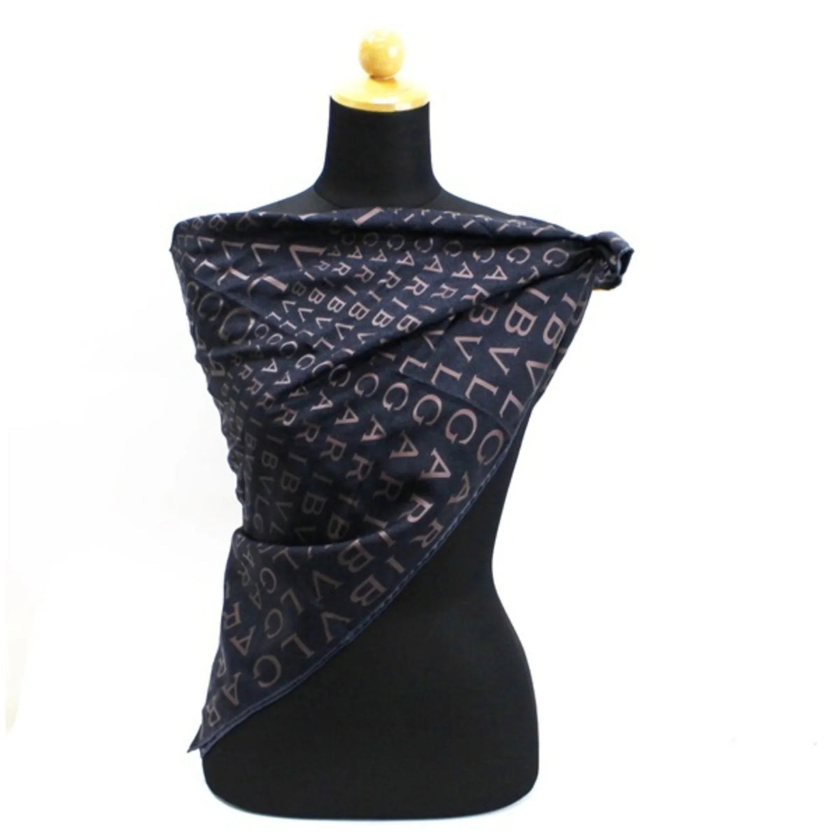 Bvlgari BVLGARI Silk Mania Black | Pre-Owned Ladies Pattern Scarf Muffler (Good)