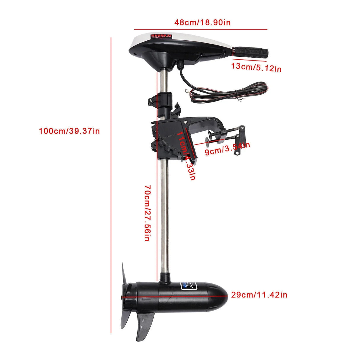 45LBS 12V Motor HANGKAI Trolling Duty Heavy Outboard Engine Boat Electric Motor