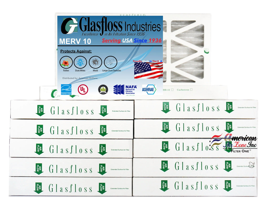 Office HVAC In 10x25x2 - 10 MERV USA. of - 12) Glasfloss - 2" or Filter Filter (Pack Pleated Air - or Air The Filter Made AC Home Air - - Furnace