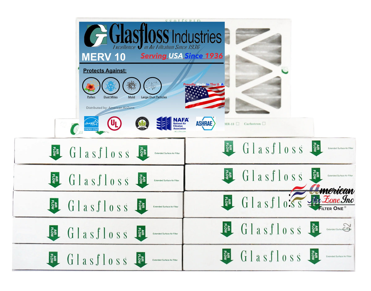 Office HVAC In 10x25x2 - 10 MERV USA. of - 12) Glasfloss - 2" or Filter Filter (Pack Pleated Air - or Air The Filter Made AC Home Air - - Furnace