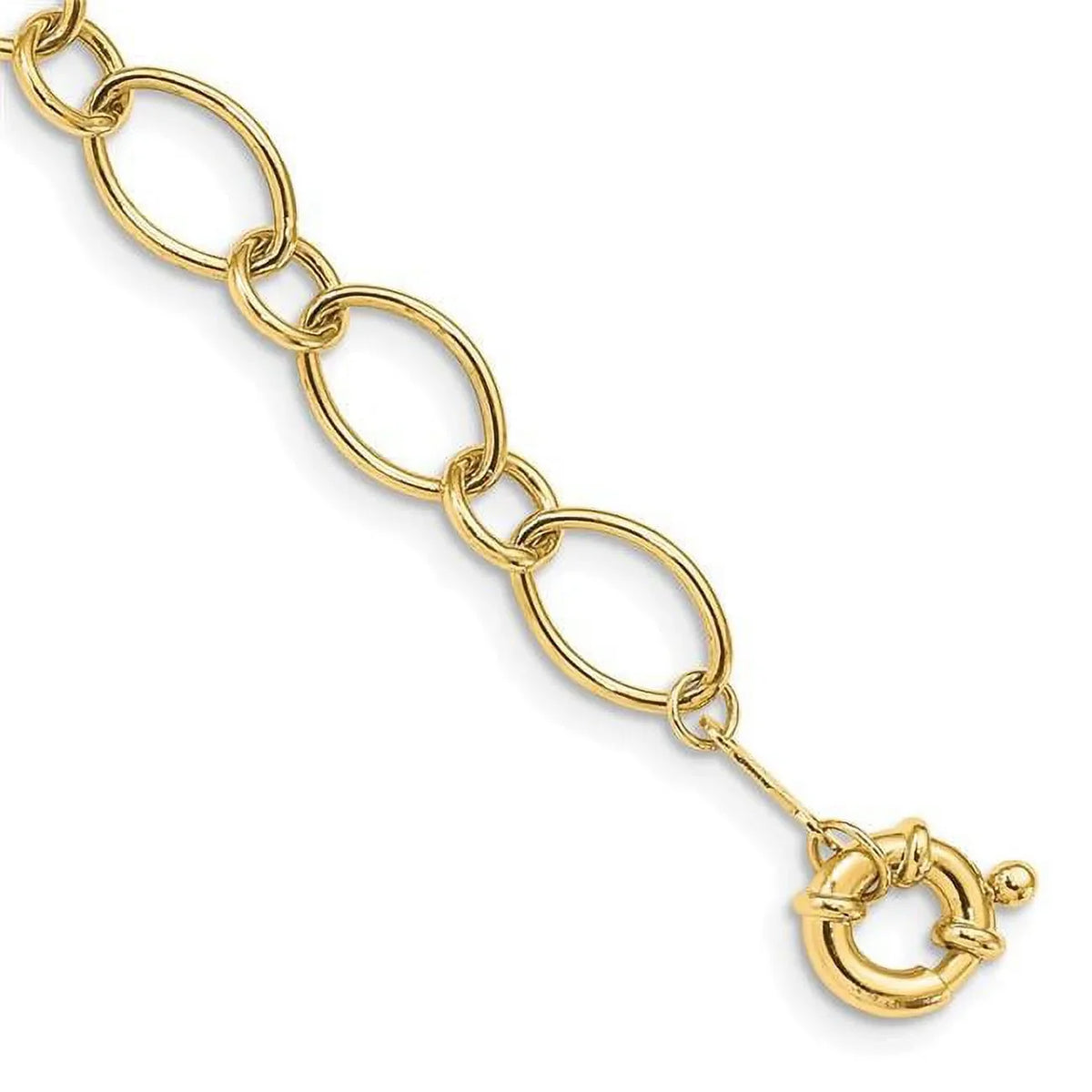 Gold 14K 7.5 in. Gold & Bracelet Oval Circles Yellow Finest Design