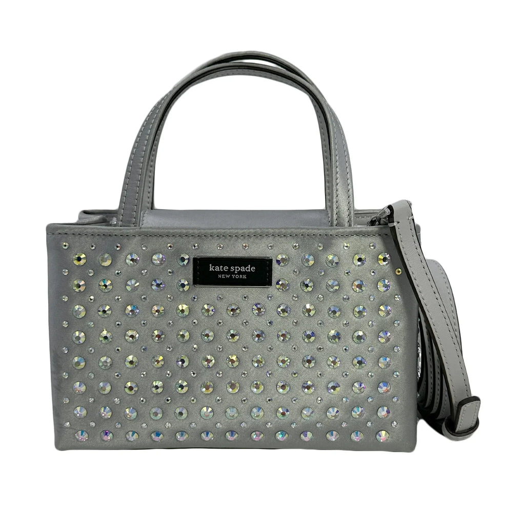 Kate Grey Fabric Platinum - Sam Spade Embellished Mini Icon Tote Crystal