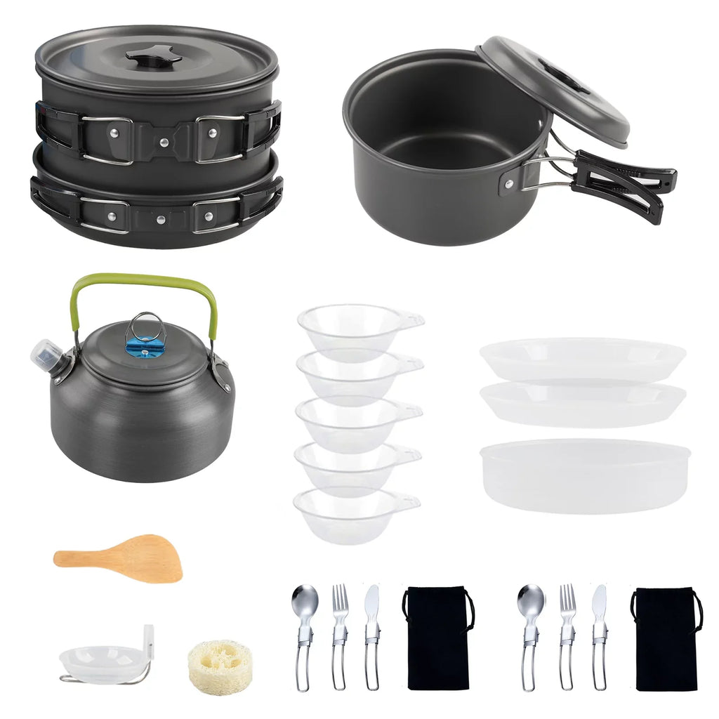 Kettle Pan Cookware for Backpacking Kit with Yabuy Non-Stick Set and Hiking Camping Pot Mess Camping