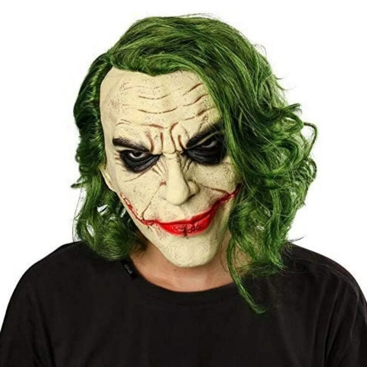 Accessory Lelaffet Joker Head Vinyl Masks Full Green with Adult Mask Hair