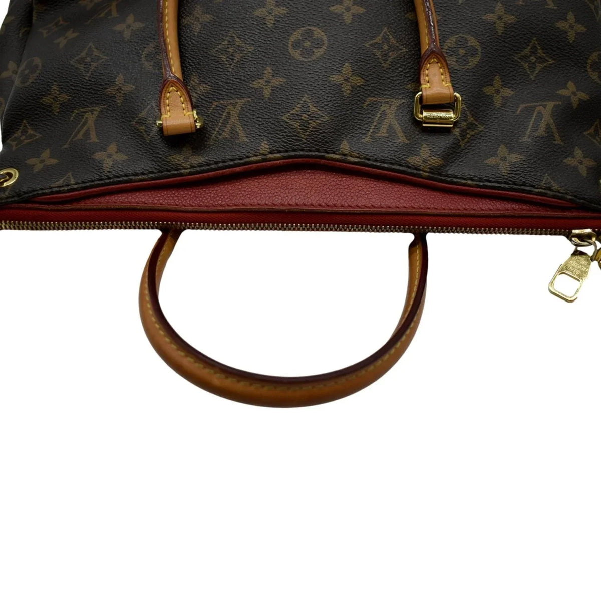 MM VUITTON Bag Canvas Brown Pre-owned Pallas Shoulder LOUIS Monogram