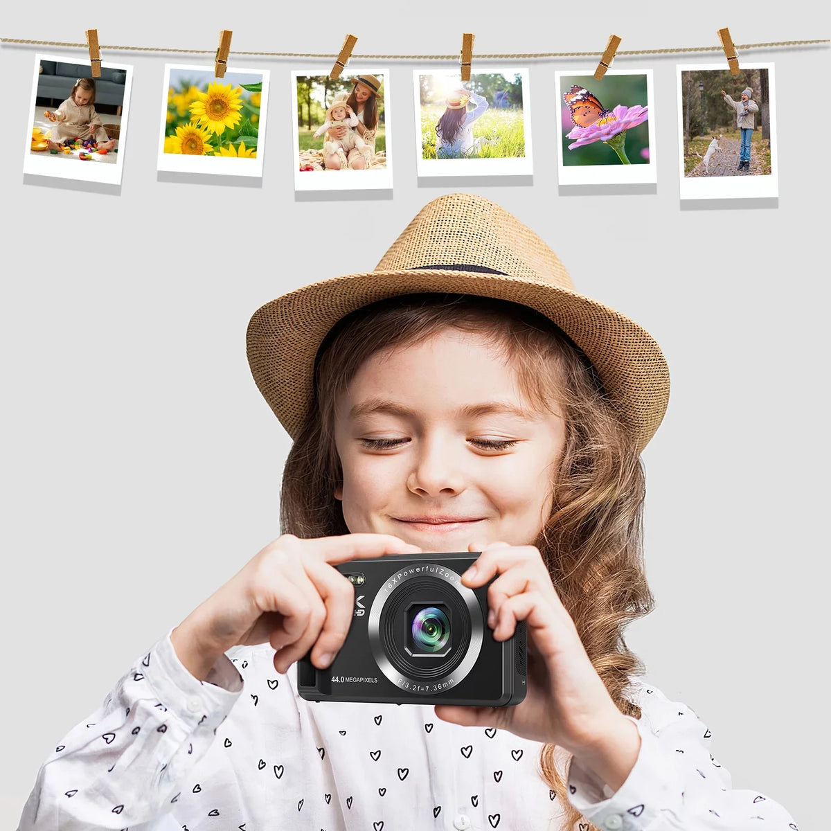 and Portable Camera 4K and 44MP Compact Card Zoom, 32GB Batteries SEREE Digital with SD Digital Shoot Camera Cameras with Autofocus 2 2.4'' Point Digital 16X
