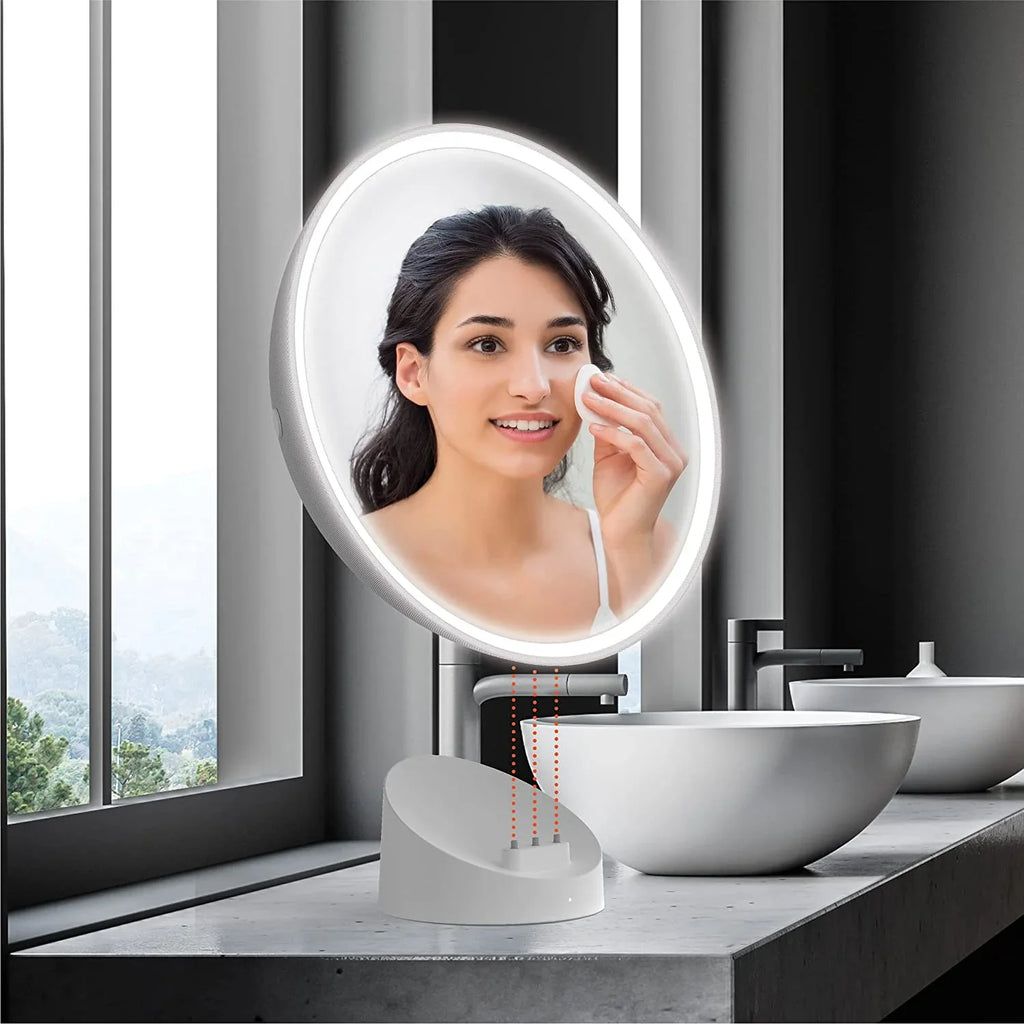 Fogless Sharper Image Bluetooth Speaker and Shower LED Mirror