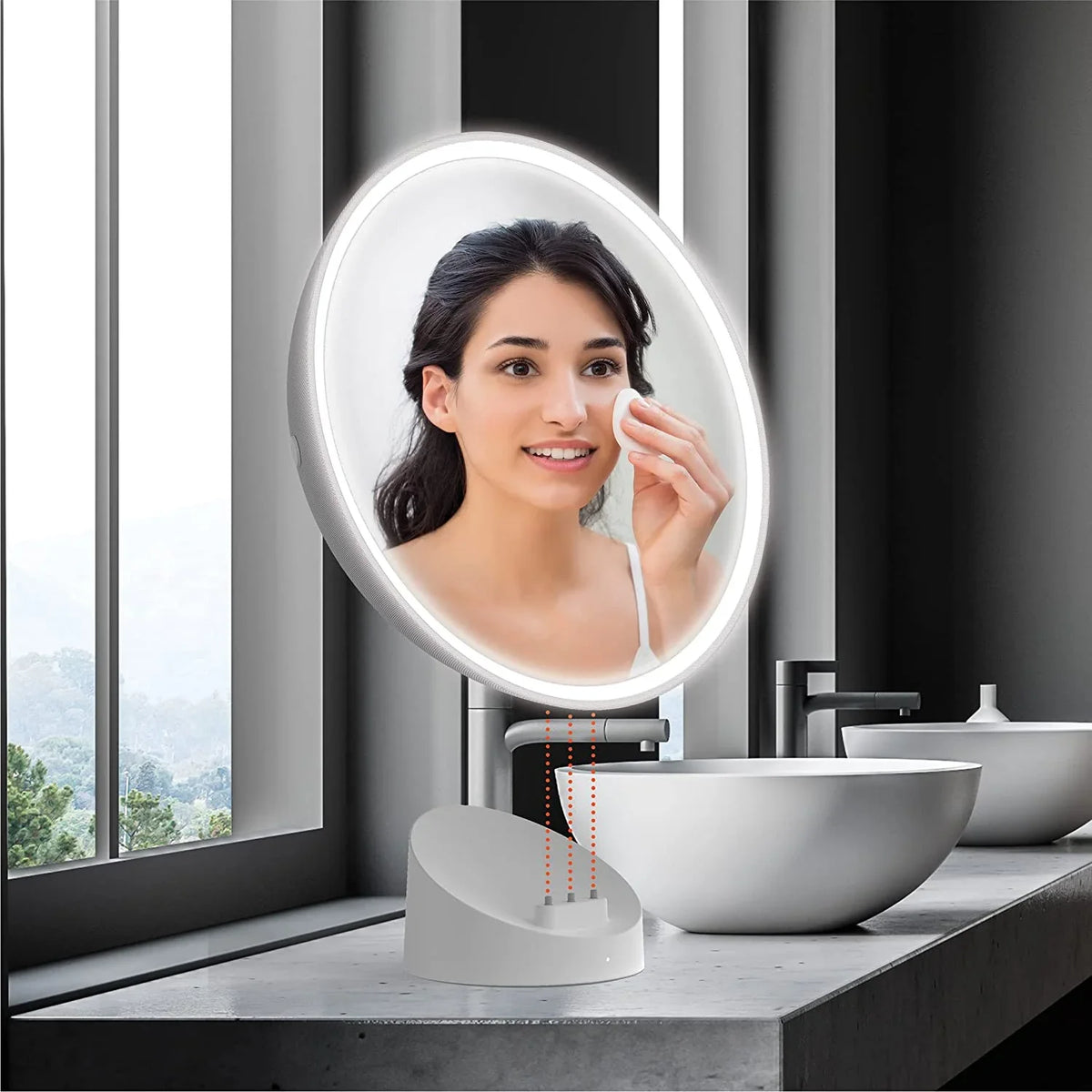 Fogless Sharper Image Bluetooth Speaker and Shower LED Mirror