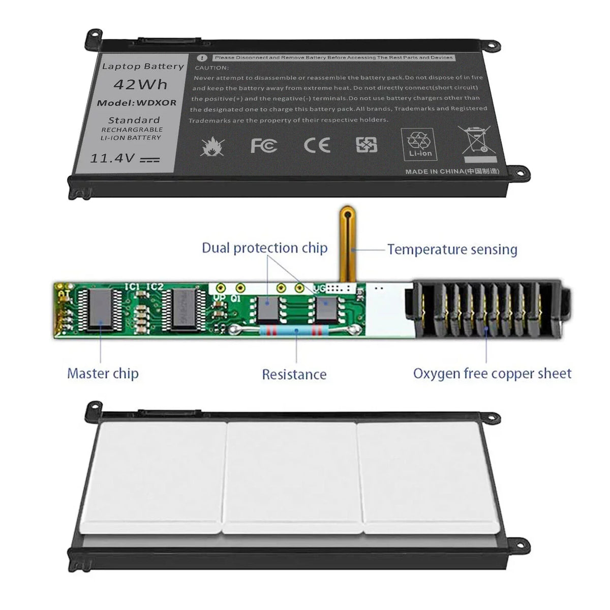 5578 5567 Inspiron WDXOR For 5368 Dell 5378 15 Battery 5565 WDX0R 5379 5568 13
