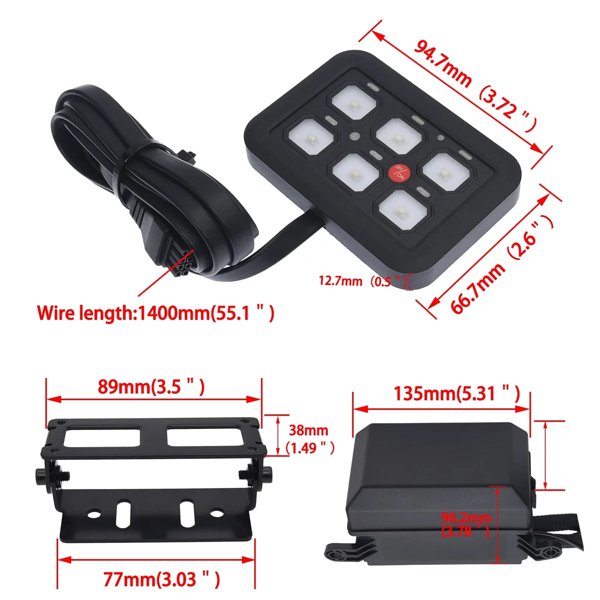 Pod Car Switch Switch Panel 6 Blue Multi-Function Control Toggle Truck Relay Gang Geloo Switch UTV ATV Offroad System Panel Circuit for Box LED Switch
