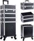 1 Barber in Case Rolling Cosmetic Aluminum Train Box 4 Salon Case Trolley Joligrace Wheels Makeup Case with