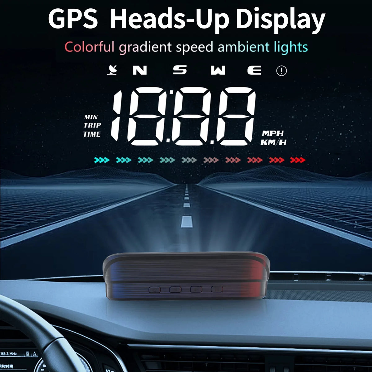 Pinnaco Alarm GPS Digital Display with Speedometer Car Overspeed Heads-Up Speedometer for