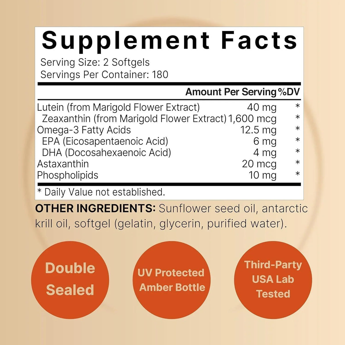 360 with Softgels mg 40 Lutein Zeaxanthin Astaxanthin/Phosphalipids/Omega-3/Krill
